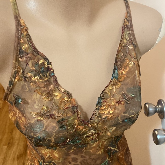 Vintage leopard floral print chemise / slip ✨firm✨ - Picture 4 of 6